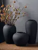 Jingdezhen Cerámica Hidropónica Negra Juego de 3 Piezas Adornos de Flores Secas Decoración de Entrada para el Hogar Jarra de Cerámica Hidropónica Estilo Chino Simple