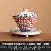 Imitación de Fábrica Song Ru Kiln Wanfo Dou Li Sicai Tazón con Tapa Taza de Té Hogareño Tazón de Té de Alta Gama Juego de Té Kung Fu Anti-quemaduras Mano