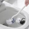Escova de vaso sanitário curva curva de cabo longo de parede escova de limpeza de vaso sanitário Creative No Dead Angle Soft Hair Cleaning WC Escova de Assento