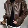 Outono e Inverno Estilo Coreano Estilo Moda Estilo Retrô Motocicleta PU Jaqueta de Couro Jaqueta de Couro Curta Masculina
