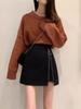 Falda Corta Versátil Talla Grande con Cremallera Línea A Falda Negra Principios de Otoño Talla Grande para Mujer Cintura Alta Look Adelgazante Cadera Falda Lápiz