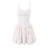 Vestido corto floral estilo princesa de la marca Z con cinturón, tirantes finos, suave y dulce, con detalles de flor de encaje Za
