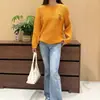 2026 Novo Tricô de Gola Alta Meia Outono e Inverno Feminino Estilo Preguiçoso Solto Pulôver Camisa Básica de Base