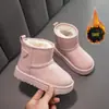 Botas de Nieve para Niños 2026 Estilo de Invierno Más Vendido, Forradas de Felpa y Engrosadas, Botines de Moda para Niños Mayores, Zapatos de Algodón de Cuero para Niños