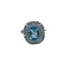 Nuevo anillo de plata S925 chapado en platino con topacio incrustado azul cielo 7*9mm Verano 2023 Francés de nicho