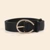 Hebilla de Cinturón para Mujer con Hebilla de Cuero con Diamantes Juego con Pedrería Acrílica, Cinturón Ancho Simple Decorativo Negro Moderno y Versátil para Jeans