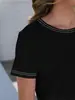Camiseta de manga curta TK Amazon europeia e americana transfronteiriça mais vendida, peça íntima casual fina de verão com gola redonda, top liso modelador
