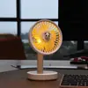 Ventilador de escritorio pequeño con luz de carga USB nuevo para comercio exterior transfronterizo, tres velocidades, ventilador de escritorio para dormitorio de estudiante