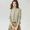 Cashmere Seda de Amora Gola Redonda Controle de Acesso Bainha com Nervuras com Bolsos Cardigã Camada Base de Tricô Suéter Emagrecedor Suave Feminino Top Versátil