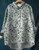 Camisa de Manga Larga Estilo Nuevo Primavera Transfronteriza con Cuello de Solapa, Talla Grande para Mujer con Estampado Floral Retro Digital 3D