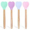 Espátula de Silicona Love, Cuchara Mezcladora de Mango Largo de Aspecto Elegante, Mango de Madera, Espátula de Silicona, Utensilios de Cocina, Raspador de Crema para Hornear