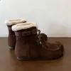 Estilo retro forestal estilo old money 2026 invierno más terciopelo cálido más terciopelo botas cortas mujer botas de nieve suela blanda cómodas botas peludas