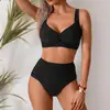 Traje de baño para mujer 2025 al por mayor Bikini transfronterizo Estilo europeo y americano Traje de baño de dos piezas Comercio exterior Cintura alta Modelo nuevo