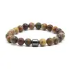 Europa y Estados Unidos transfronterizo más vendido piedra natural piedra volcánica piedra ojo de tigre pulsera de cuentas masculina imán pulsera magnética comercio exterior al por mayor