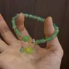 Nuevo Pulsera de Estilo Chino Imitación Aventurina con Nudos de Bambú, Hebilla de Paz, Pulsera de Calabaza de Jade Blanco, Joyería Popular de Atracción Turística