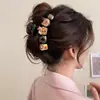 Pinza para el pelo semi-recogido con un diseño floral de alta gama, Pasador de lujo ligero, Pinza de tiburón con forma de corazón para cabello fino, Pinza de pelo con lazo de tamaño mediano para mujer