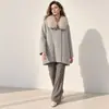 Casaco de Visão de Outono/Inverno 2025 Casaco de Lã Dupla Face para Mulheres Baixas Casaco Quente Casual Casaco 100% Lã Feminino