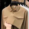 Camisa polo de manga larga de algodón piqué hexagonal para hombre, nuevo estilo de otoño, cuello camisero, color liso, casual, transpirable, camiseta para hombre hecha a medida
