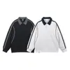 Sudaderas Estilo Preppy Americano con Cuello Polo para Hombres y Mujeres en Otoño Marca de Moda Empalme de Color Contrastante Ropa Deportiva de Calle para Parejas