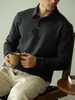 Camisa Polo de Peso Pesado de Doble Cara con Capa de Aire y Mangas Largas para Hombre Primavera 2025 Cuello Solapa Casual de Negocios Ropa de Trabajo Camiseta