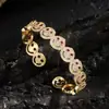 Pulsera Popular de Cara Sonriente Transfronteriza Lujo Accesible Estilo Ins Moda Elegante Europea y Americana Pulsera Abierta de Cobre y Diamante de Gama Alta para Mujeres