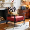 Silla de Perlas Vintage Estilo Francés Diseñador Sofá Individual de Gama Alta Silla Sala de Estar Estilo Americano Madera Maciza Tela Ocio Silla Tigre