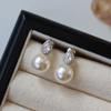 Brincos de zircão de pérola Shijia da moda retrô francesa, acessíveis, luxuosos, elegantes, simples, versáteis, requintados, para mulheres
