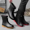 Botas de lluvia para hombre hasta el tobillo, impermeables, antideslizantes y duraderas, adecuadas para pescar, uso en la cocina y trabajo general