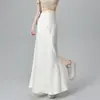 Nova Saia Longa Bodycon de Acetato Cetim Estilo Chinês com Fenda para Mulheres, Verão Cintura Alta Emagrecedora Linha A com Acabamento Metálico