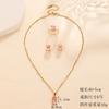 Conjunto Três Peças Europeu e Americano Transfronteiriço de Joias de Diamante Luxo Leve Doce Zircônia Formato Gota Amor Aço Titânio Colar Anel Brincos