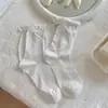 Meias Finas de Malha Respirável para Primavera e Verão com Laço Fofo de Menina, Meias de Algodão Estilo Ballet, Meias Empilhadas