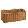 Mesa de Té Cesta de Bocadillos Mesita de Noche Caja de Almacenamiento Cesta con Cajón Cesta de Almacenamiento para Artículos de Baño Marco de Ratán de Plástico
