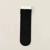 Venta Relámpago: Calcetines Finos de Verano de Color Sólido, Transpirables, Absorbentes de Sudor, con Volantes, de Media Pantorrilla, Calcetines de Seda de Hielo Blancos
