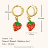 Joias de Aço Inoxidável, Populares na Europa e América, Novos Brincos Modernos e Exquisitos, Banhados em Cor Ouro 18K, Design de Frutas com Óleo Gotejante e Coqueiro