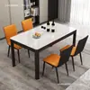 Juego de mesa y sillas de comedor moderno y minimalista, apto para apartamentos pequeños, para 4 o 6 personas, mesa de comedor rectangular con tablero de vidrio templado