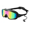 Gafas de natación para adultos con marco grande electrochapado transfronterizo personalizadas para hombres y mujeres, impermeables antivaho de alta definición con tapones para los oídos integrados