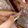 Anillo Camelia Nuevo Vintage Italiano Artesanía Buchi Trefilado Chapado en Oro de 18K Fuerte Conservación del Color Anillo de Zircón Arcoíris