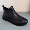 Sapatos masculinos 2025 Novos sapatos de couro Tubo curto Top médio Zíper Casual Interior Altura Aumento Novo Estilo Chinês Produtos genuínos Simples Confortável Tendência