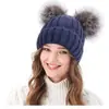Chapéu de Lã Tricotado Quente Novo Outono e Inverno Amazon Transfronteiriço Camada Dupla de Fleece Orelhas Duplas À Prova de Frio
