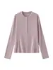 Camisa Henle com Botão de Pressão Estilo Lulu para Mulheres, Corte Slim, Blusa Básica Valorizadora, Nova Cor Sólida Versátil de Manga Longa Primavera 2026