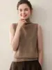 Chaleco de Punto sin Mangas de Cachemira de Lujo Ligero de Cuello Alto para Mujer, Capa Base Interior de Cuello Alto, Chal Cálido de Otoño Invierno
