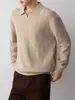 Suéter Masculino Mokamke de Alta Qualidade com Gola Seagull para o Dia a Dia, Novo Suéter de Tricô com Costela Vertical para Homens Outono 2026, 22300