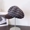 Gorro Octogonal Retro de Espiga Mezcla de Lana para Mujer Otoño e Invierno Boina Británica Versátil Elegante Gorro Ecuestre