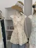 Omalai Bordado Pesado Estampado Floral Corbata Cuello en V Halter Sin Mangas Top Verano Estilo Suave Ropa para Mujer 6854