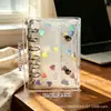 Cuaderno Transparente de Doble Hebilla A5A6A7M5, Cuaderno de Hojas Sueltas de Corazón Colorido, Cubierta Suave de PVC con Cubierta de Corazón con Láser