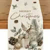 Navidad Santa Claus Americano Muñeco de Nieve Camino de Mesa Mantel de Lino Estampado Camino de Mesa Decoración Navideña Tela para Camino de Mesa Bandera de Mesa de Café