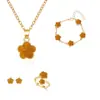 Conjunto de Pulsera y Collar de Flor de Cinco Pétalos de Aleación de Venta Caliente Europea y Americana Transfronterizo Conjunto de Joyería de Flor Sencillo y de Moda para Mujer