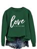 Suéter casual sencillo de manga larga para mujer de Amazon Independent Station con el mensaje "Love is all you need wish"