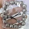 S999 Plata de Ley 990 Pulsera de Plata Esterlina Retro Pulsera Mantra de Seis Caracteres Pulsera de Moda Accesorios DIY Tejido