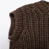 Outono e Inverno 2024 Novo Europeu e Americano Transfronteiriço Moda de Rua Feminina Colete Tricotado Grosso Sem Mangas
